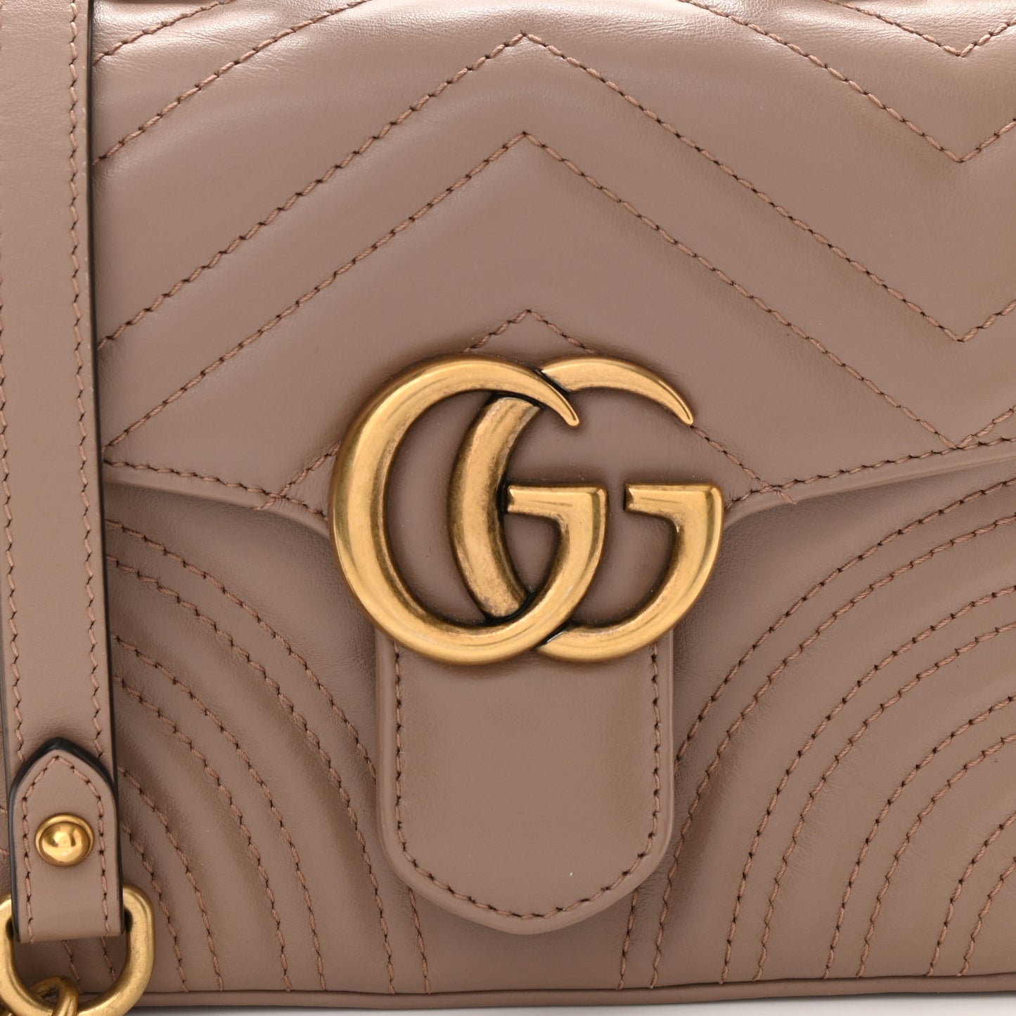 Calfskin Matelasse Mini GG Marmont Top Handle Shoulder Bag Porcelain Rose