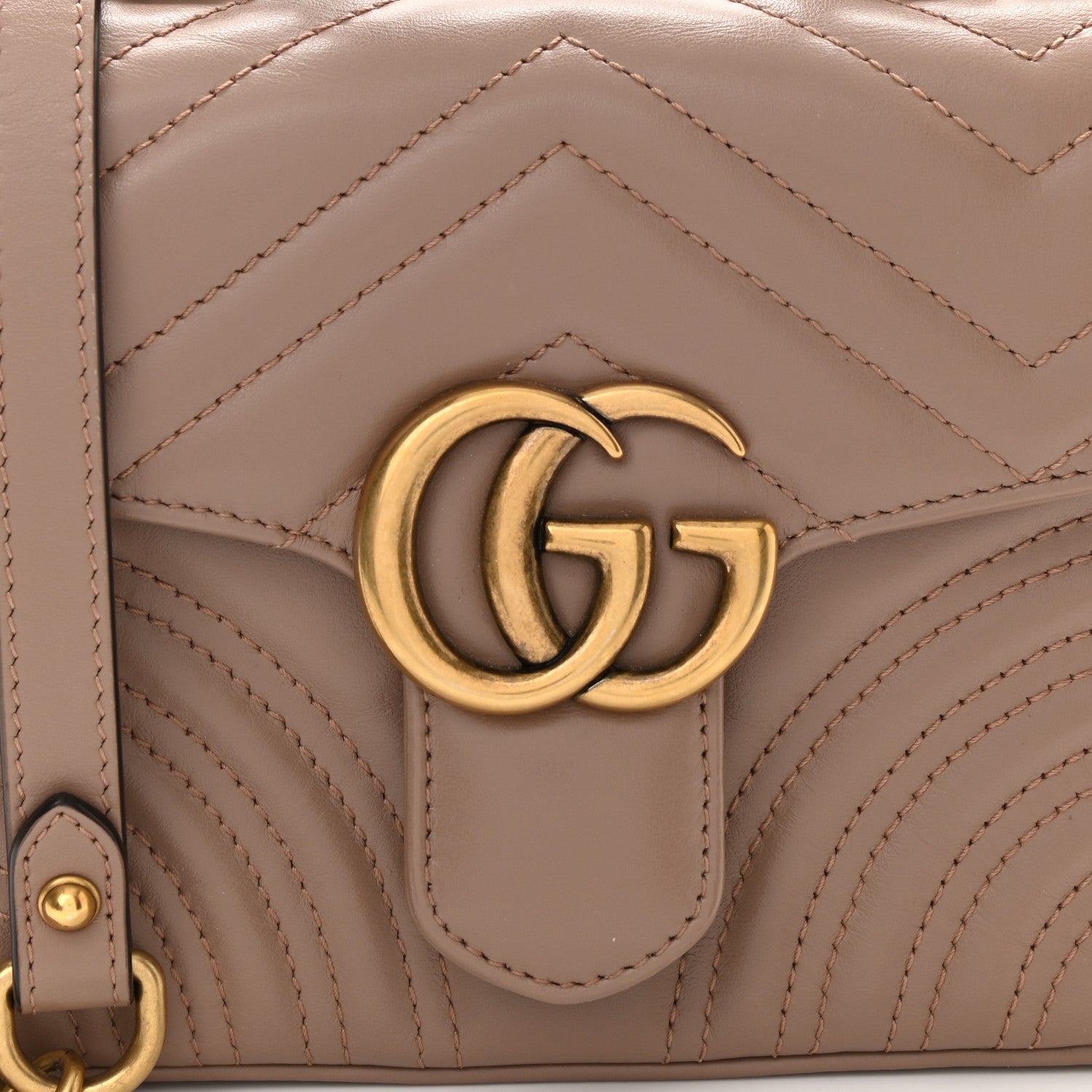 Gucci Calfskin Matelasse Mini GG Marmont Top Handle Shoulder Bag Porcelain Rose 9 of 12