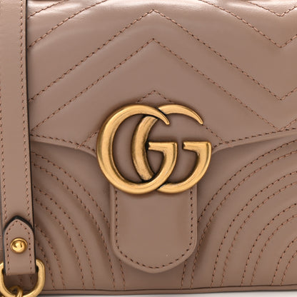 Gucci Calfskin Matelasse Mini GG Marmont Top Handle Shoulder Bag Porcelain Rose 9 of 12