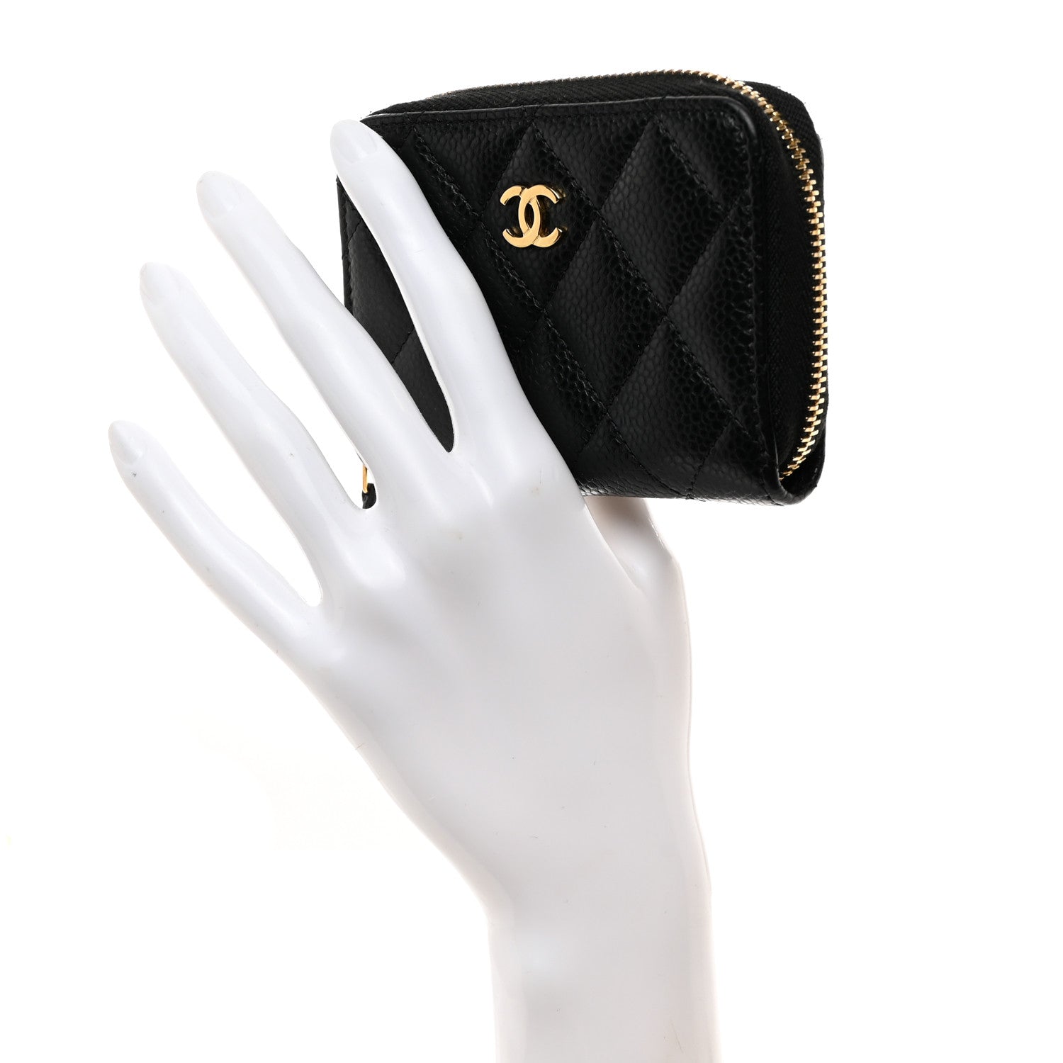 Chanel Caviar Quilted Zip Coin Purse Black 2 of 8