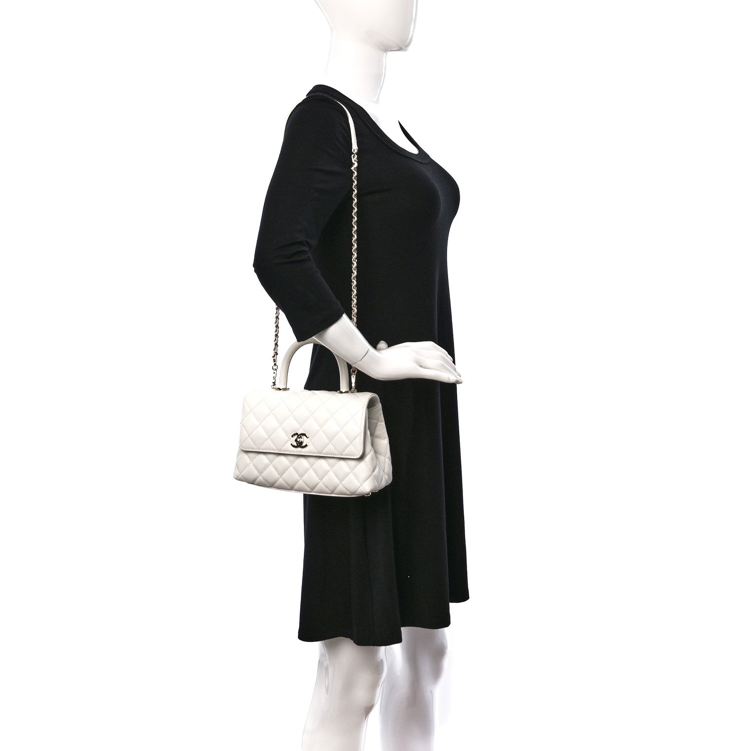 Chanel Caviar Quilted Mini Coco Handle Flap White 2 of 9