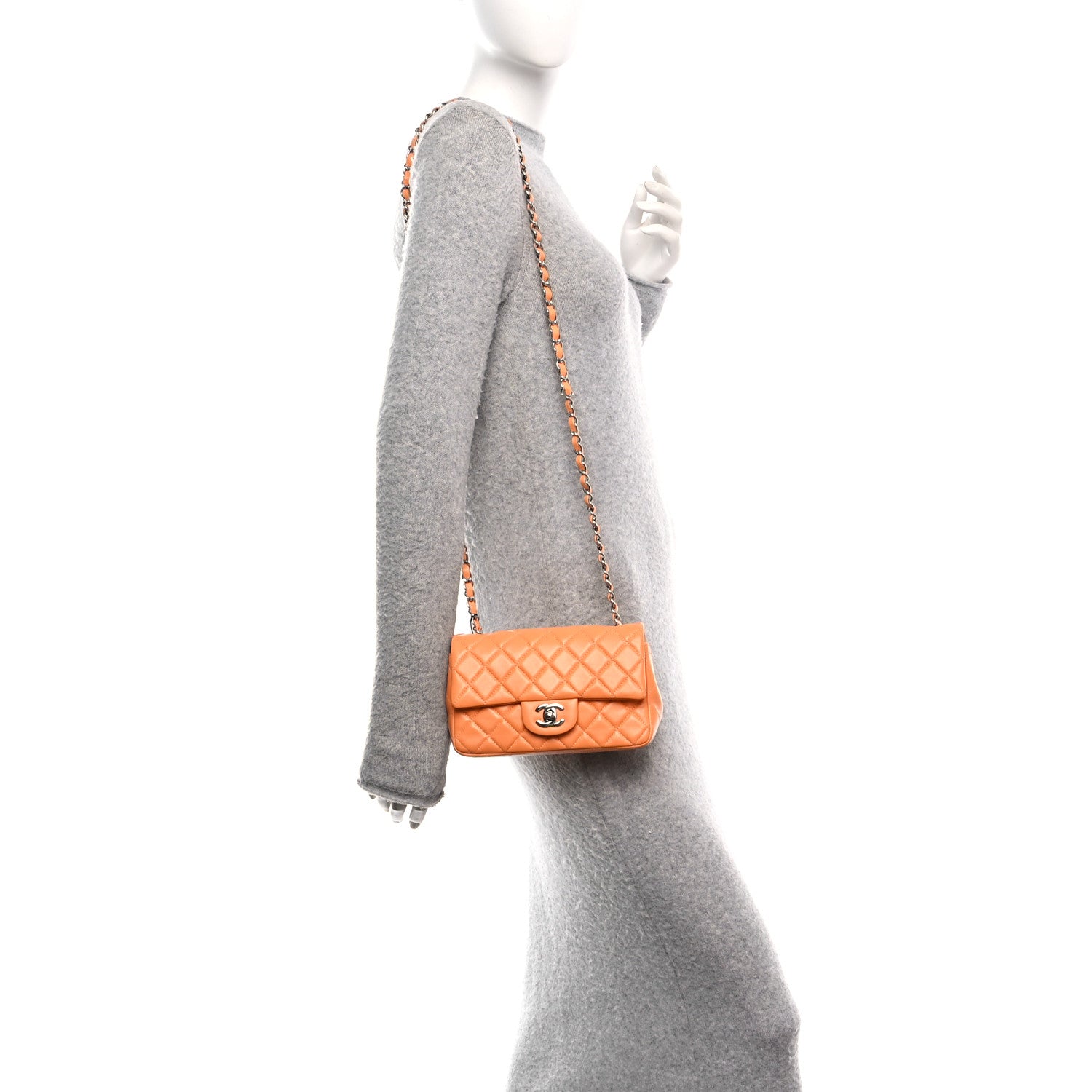 Chanel Lambskin Quilted Mini Rectangular Flap Orange 2 of 11