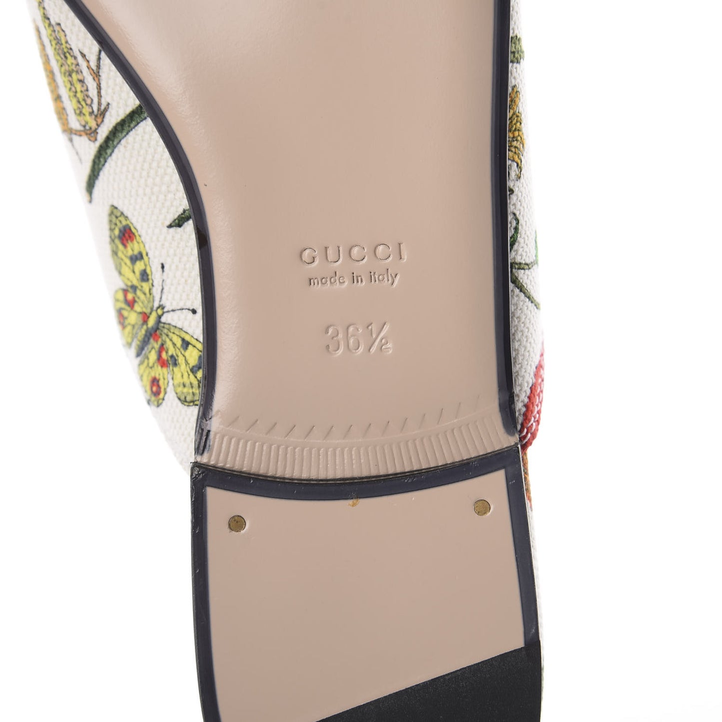 Canvas Flora Womens Princetown Slippers 36.5 White Multicolor