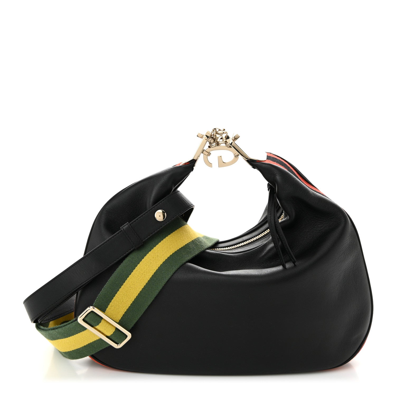Gucci Aria Calfskin Web Large Attache Shoulder Bag Black 1 of 10