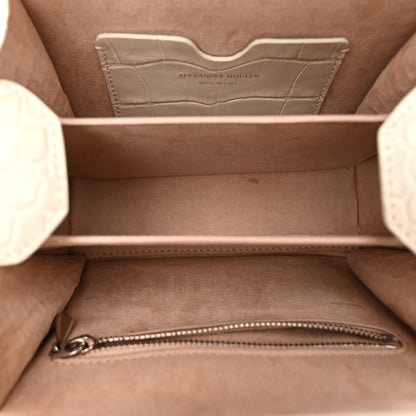 Alexander McQueen Calfskin Crocodile Embossed Box Shoulder Bag 16 White Bone 5 of 12