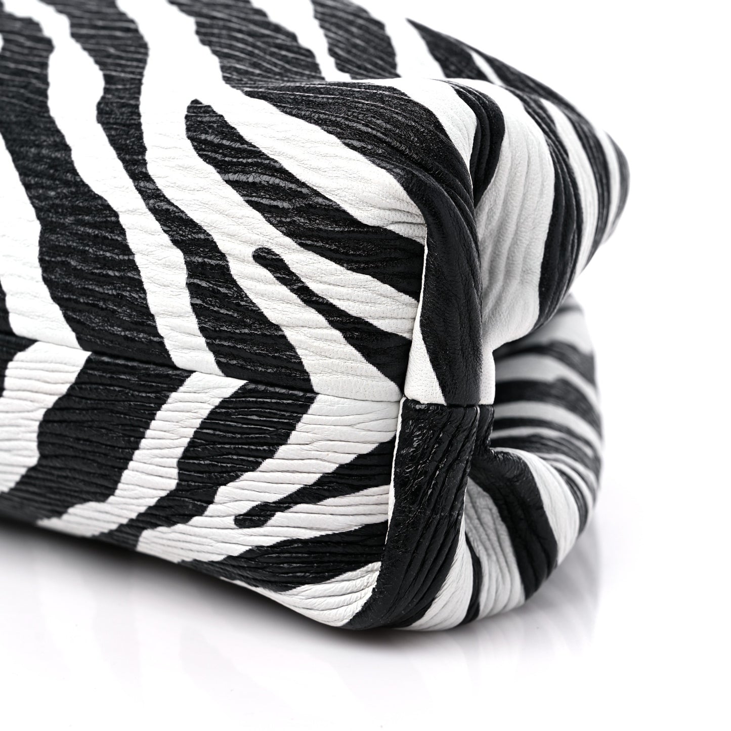 Nappa Zebra Print The Pouch Oversized Clutch White Black