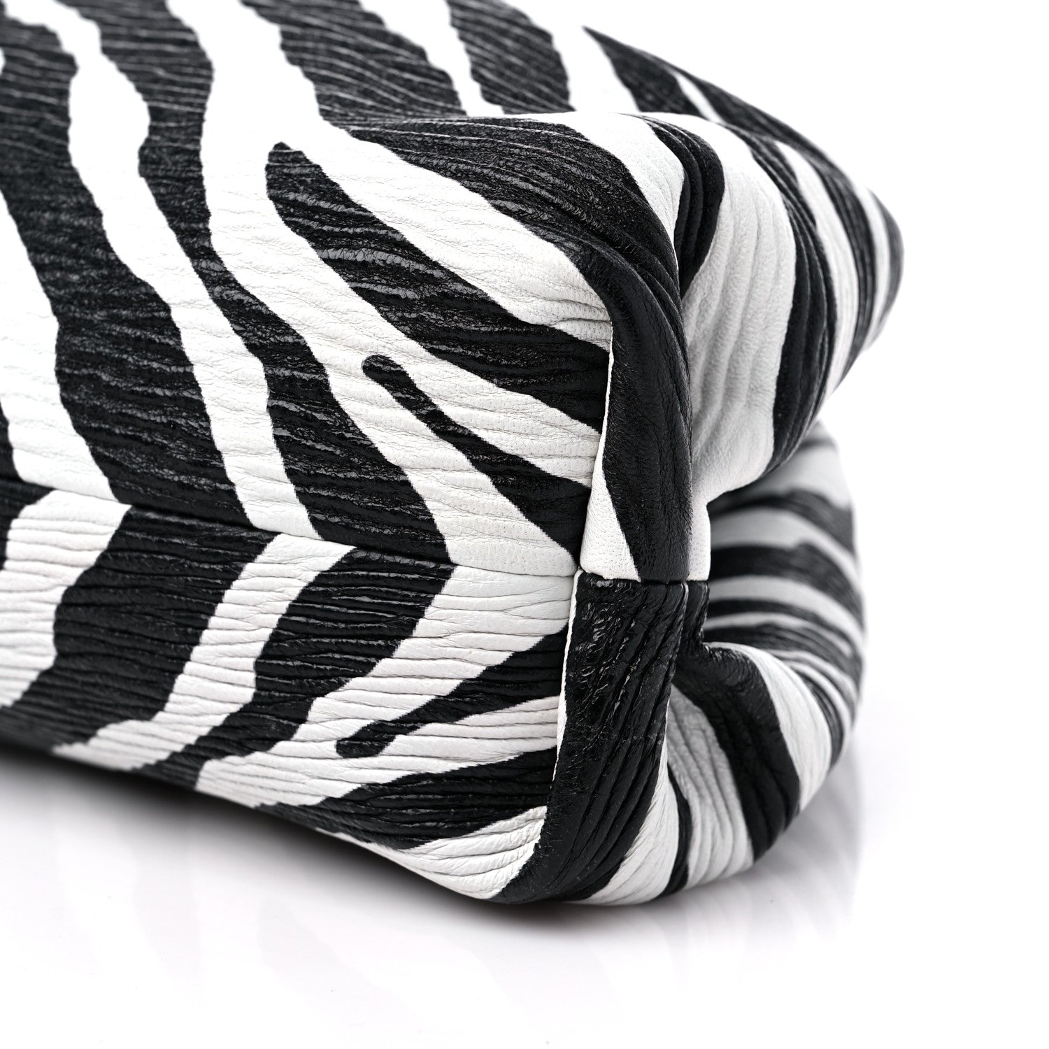 Bottega Veneta Nappa Zebra Print The Pouch Oversized Clutch White Black 9 of 10