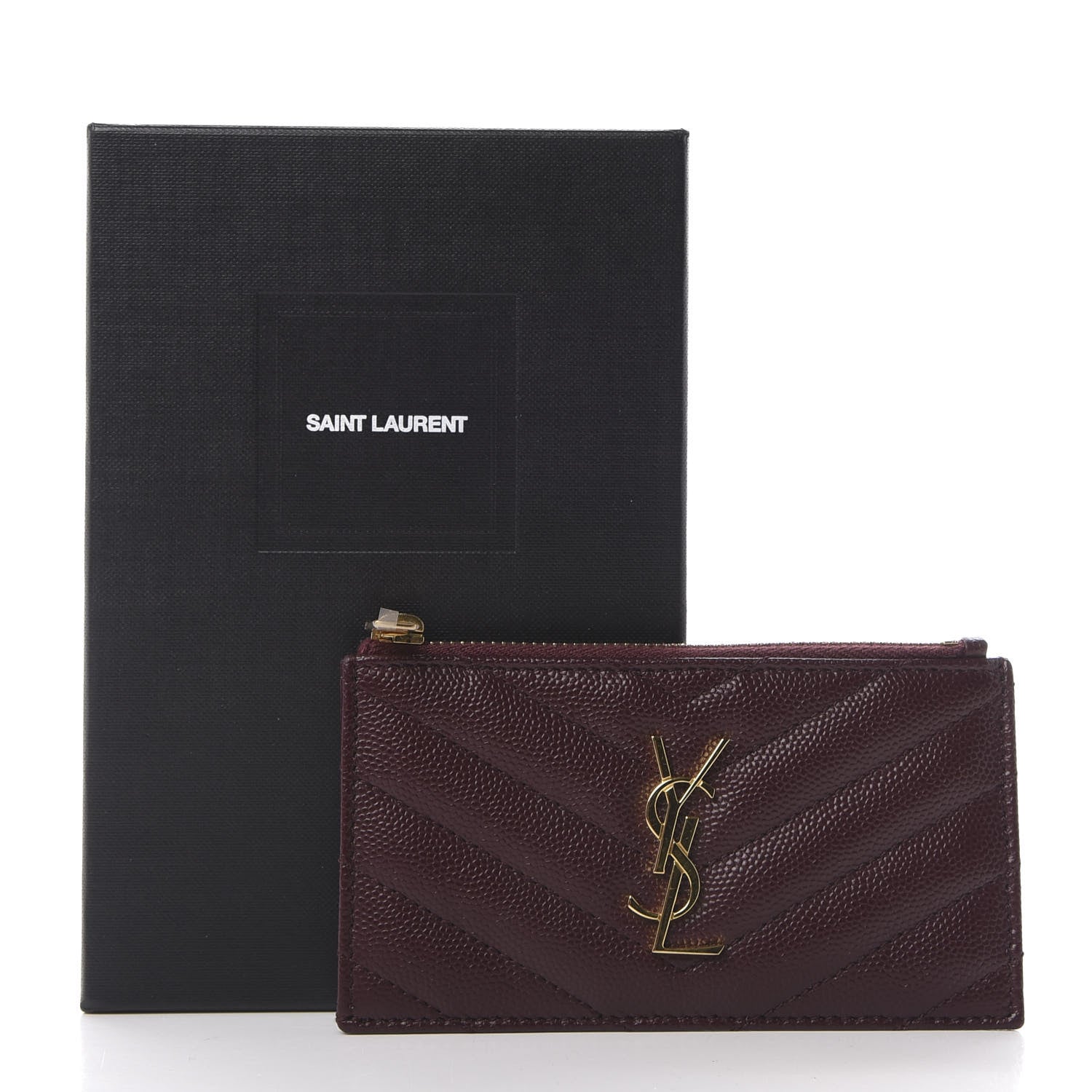 Saint Laurent Monogram Grain de Poudre 5 Fragments Zip Pouch Card Holder Rouge Legion 11 of 11