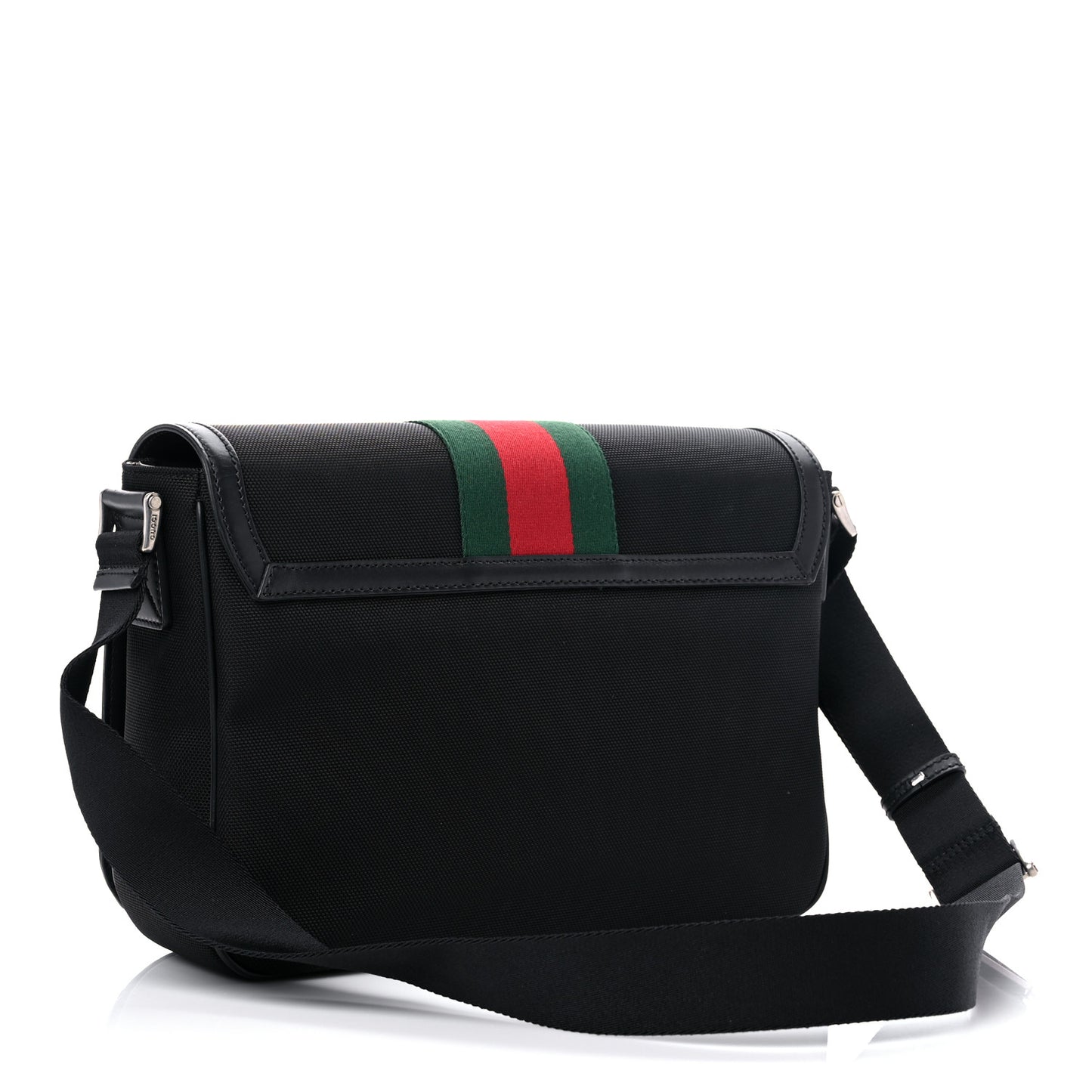 Techno Canvas Web Flap Messenger Bag Black