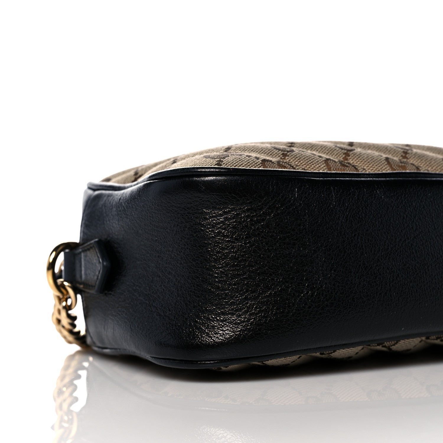 Gucci Monogram Matelasse Diagonal Small GG Marmont Chain Shoulder Bag Beige Black 9 of 15