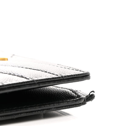 Saint Laurent Grain De Poudre Matelasse Chevron Monogram Zipped Two-Part Wallet Black 9 of 9