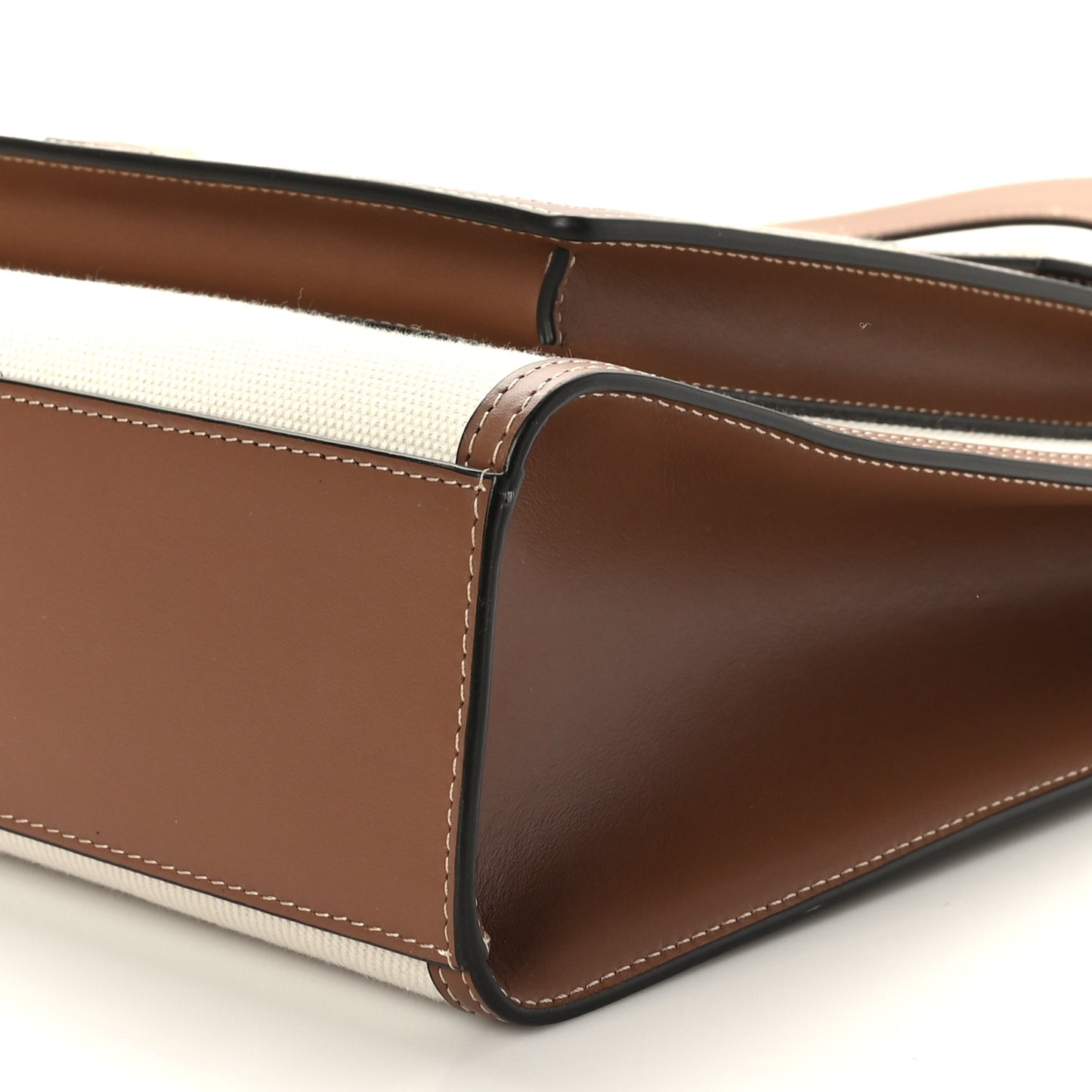 Canvas Smooth Calfskin Two Tone Medium Pocket Bag Natural Malt Brown