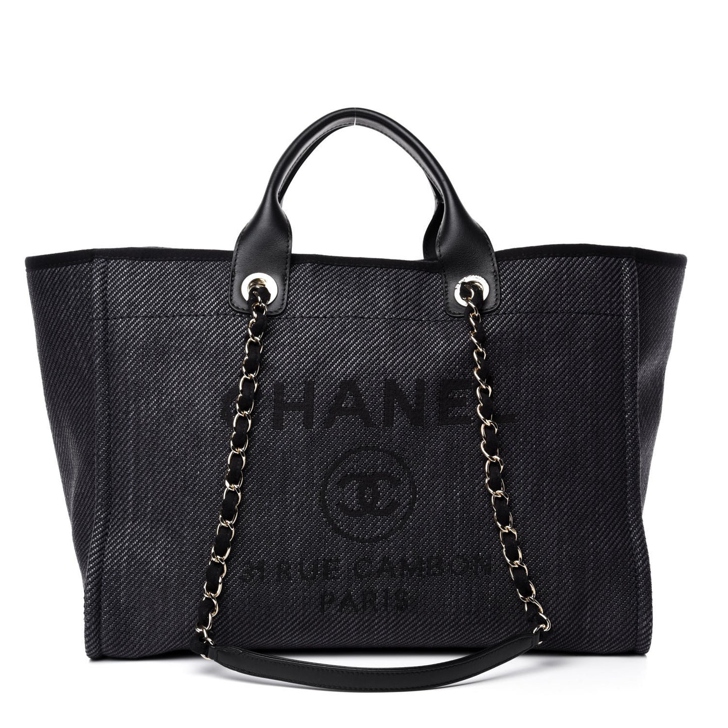 Mixed Fibers Calfskin Medium Deauville Tote Blue