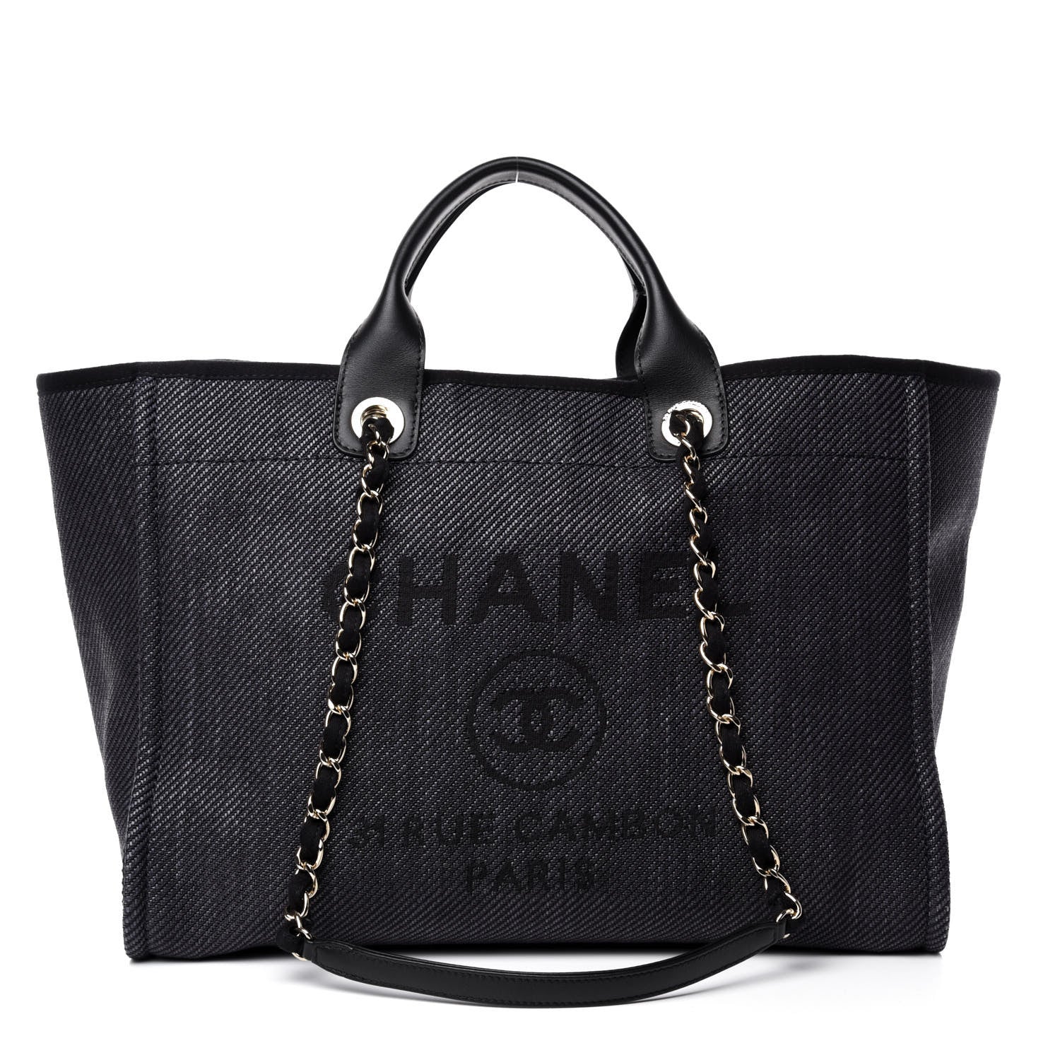 Chanel Mixed Fibers Calfskin Medium Deauville Tote Blue 1 of 11