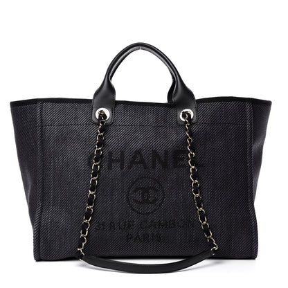 Chanel Mixed Fibers Calfskin Medium Deauville Tote Blue 1 of 11