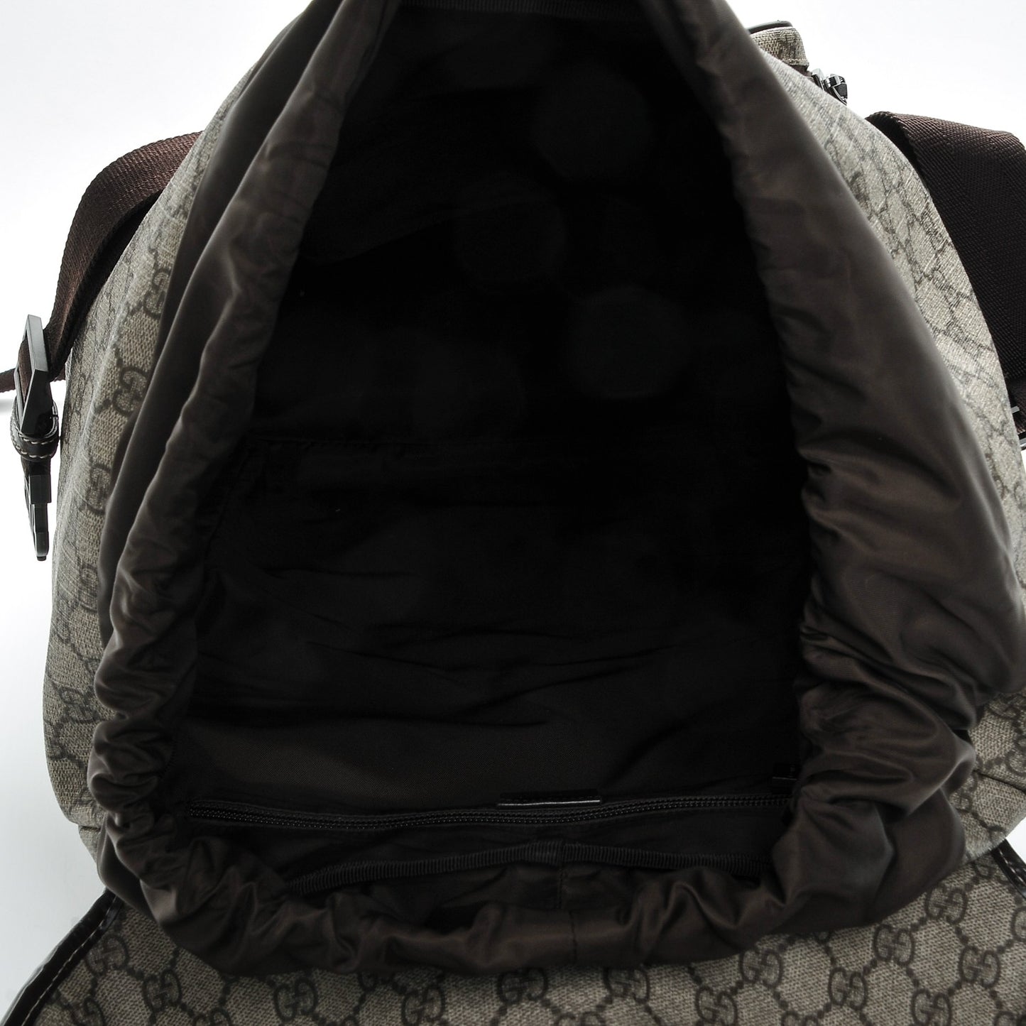 GG Supreme Monogram Large Interlocking G Double Buckle Backpack Dark Brown
