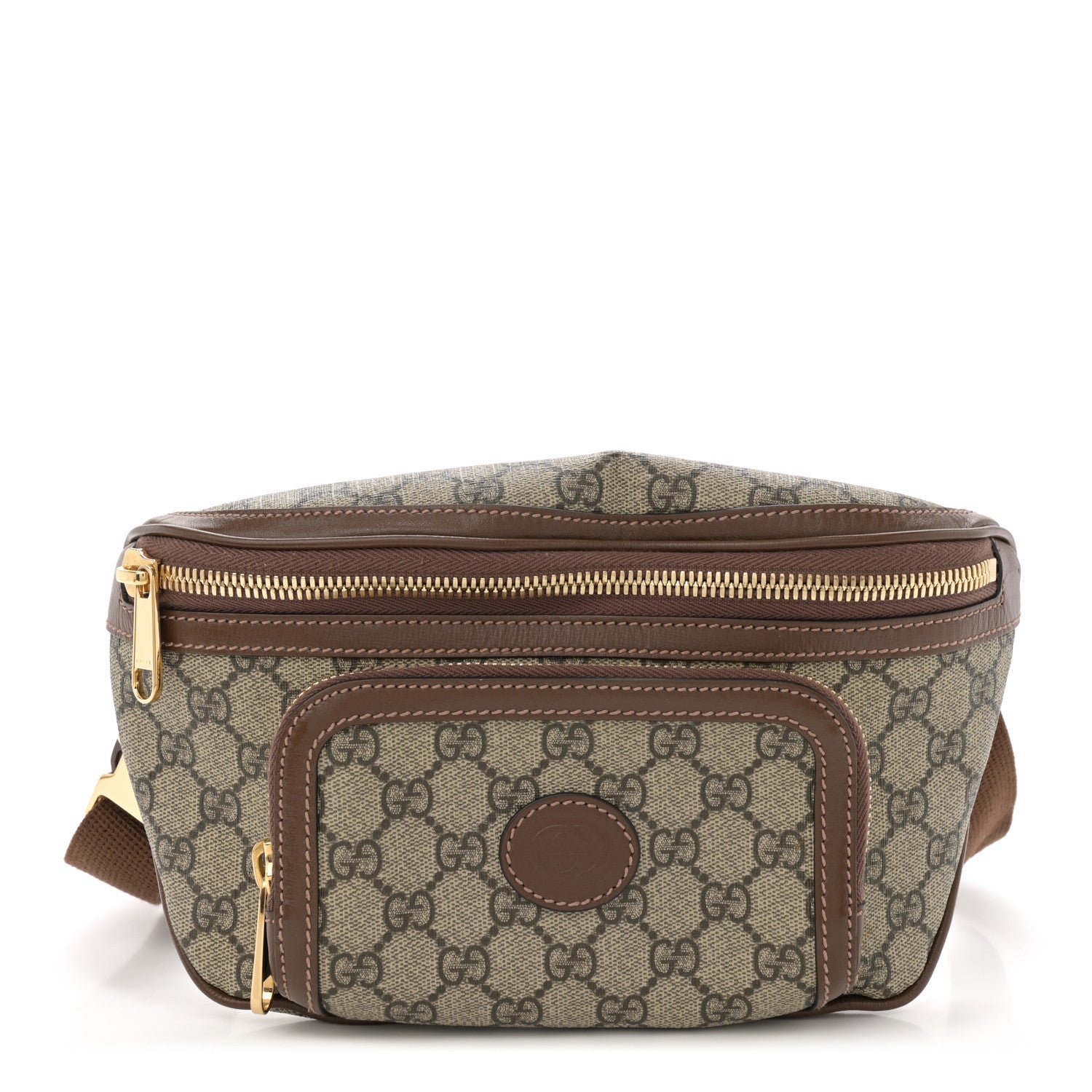 Gucci GG Supreme Monogram Textured Calfskin Retro Interlocking G Belt Bag Beige Ebony Brown Sugar 1 of 12