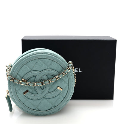 Chanel Caviar Quilted Round Filigree Crossbody Light Blue 10 of 10