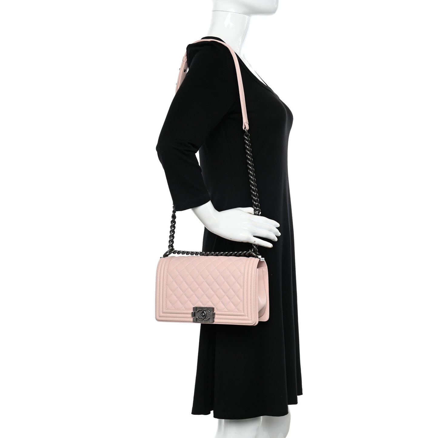 Calfskin Quilted Medium Boy Flap Light Pink