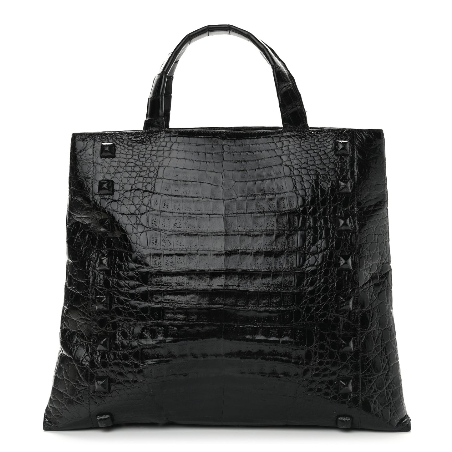 Crocodile Studded Tote Black