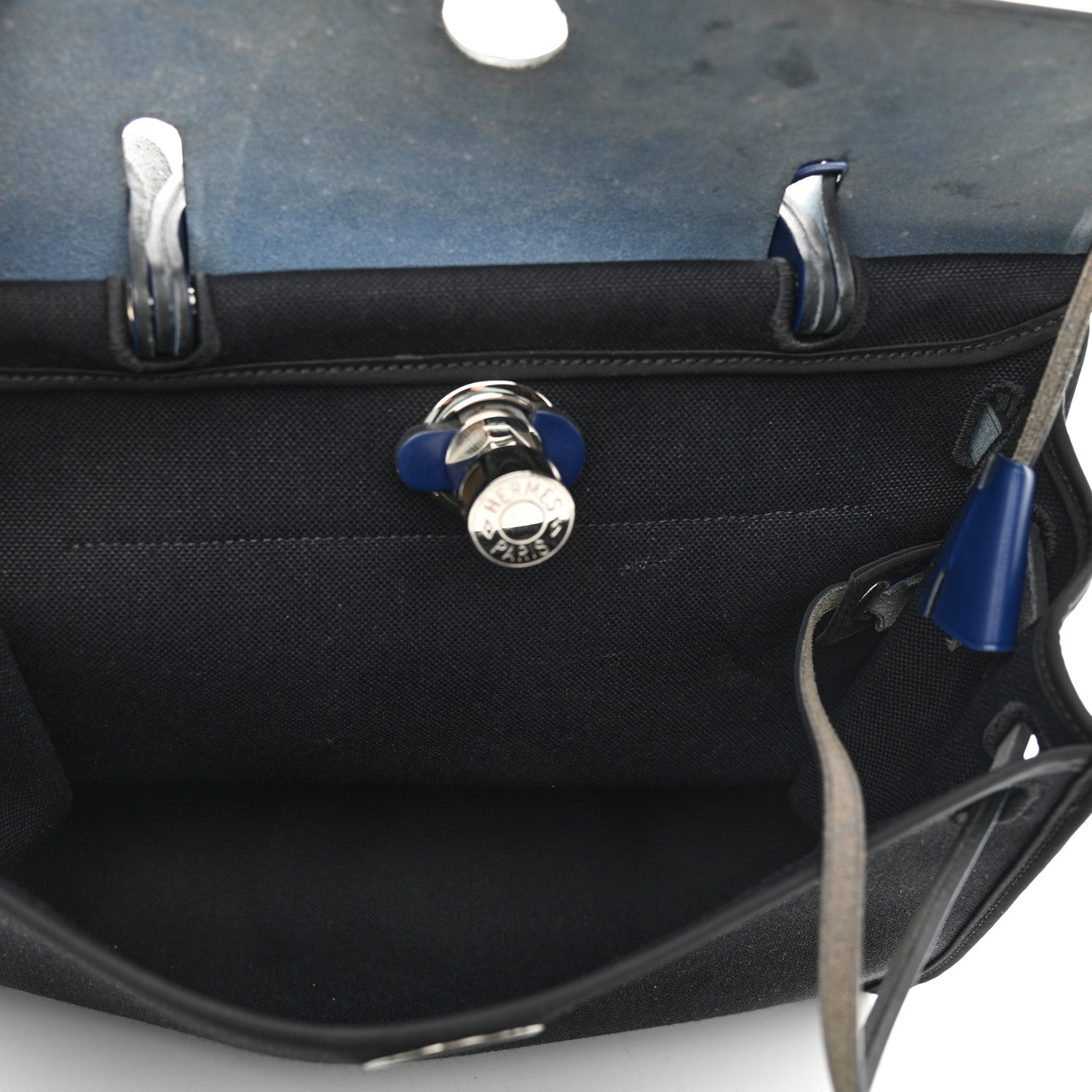 Hermes Vache Hunter Toile Herbag Zip 31 PM Bleu Saphir Black 6 of 17