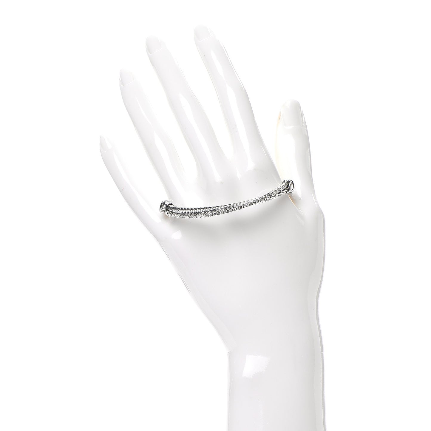 Sterling Silver 14K White Gold Diamond 3mm Crossover Bracelet