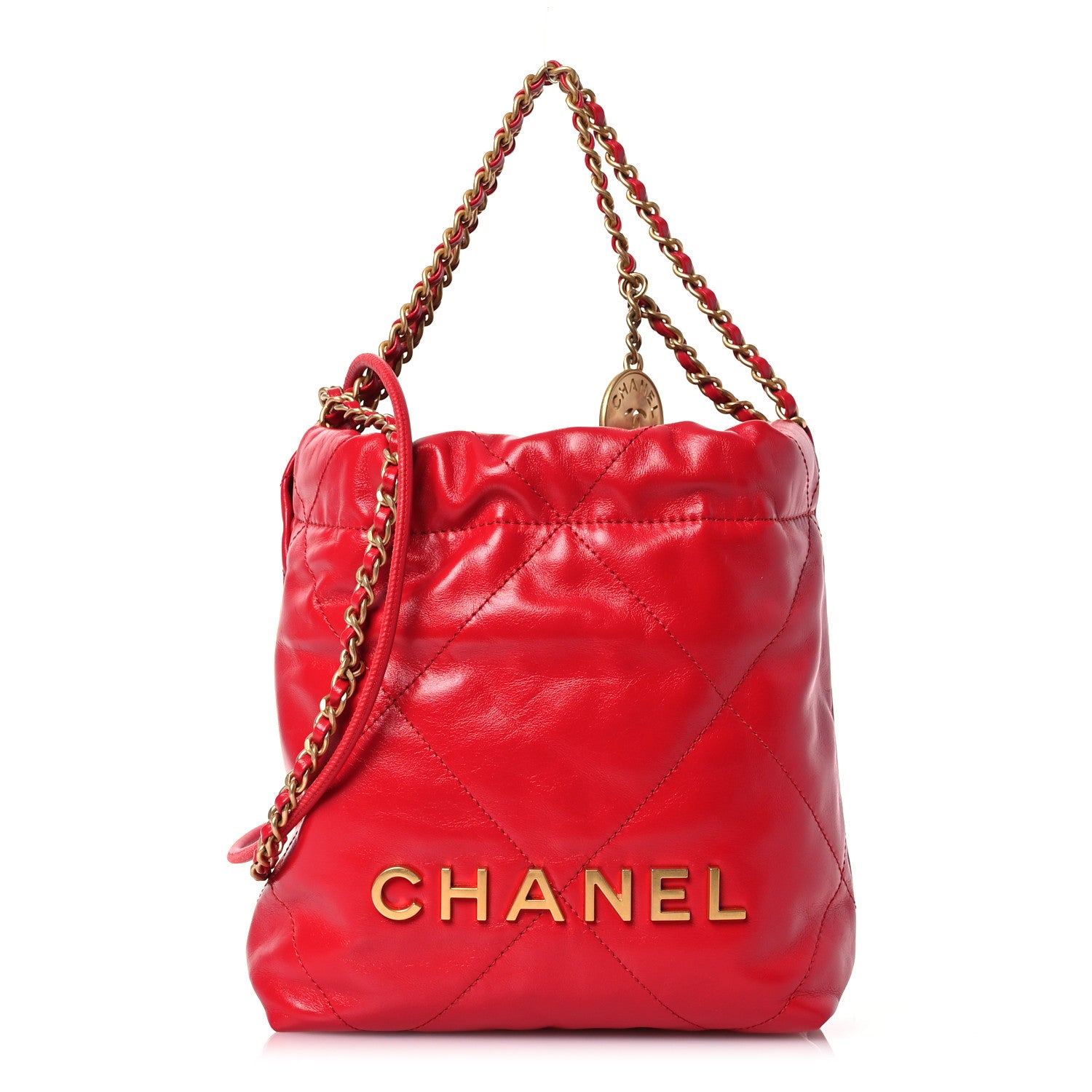 Chanel Shiny Calfskin Quilted Mini Chanel 22 Red 1 of 10