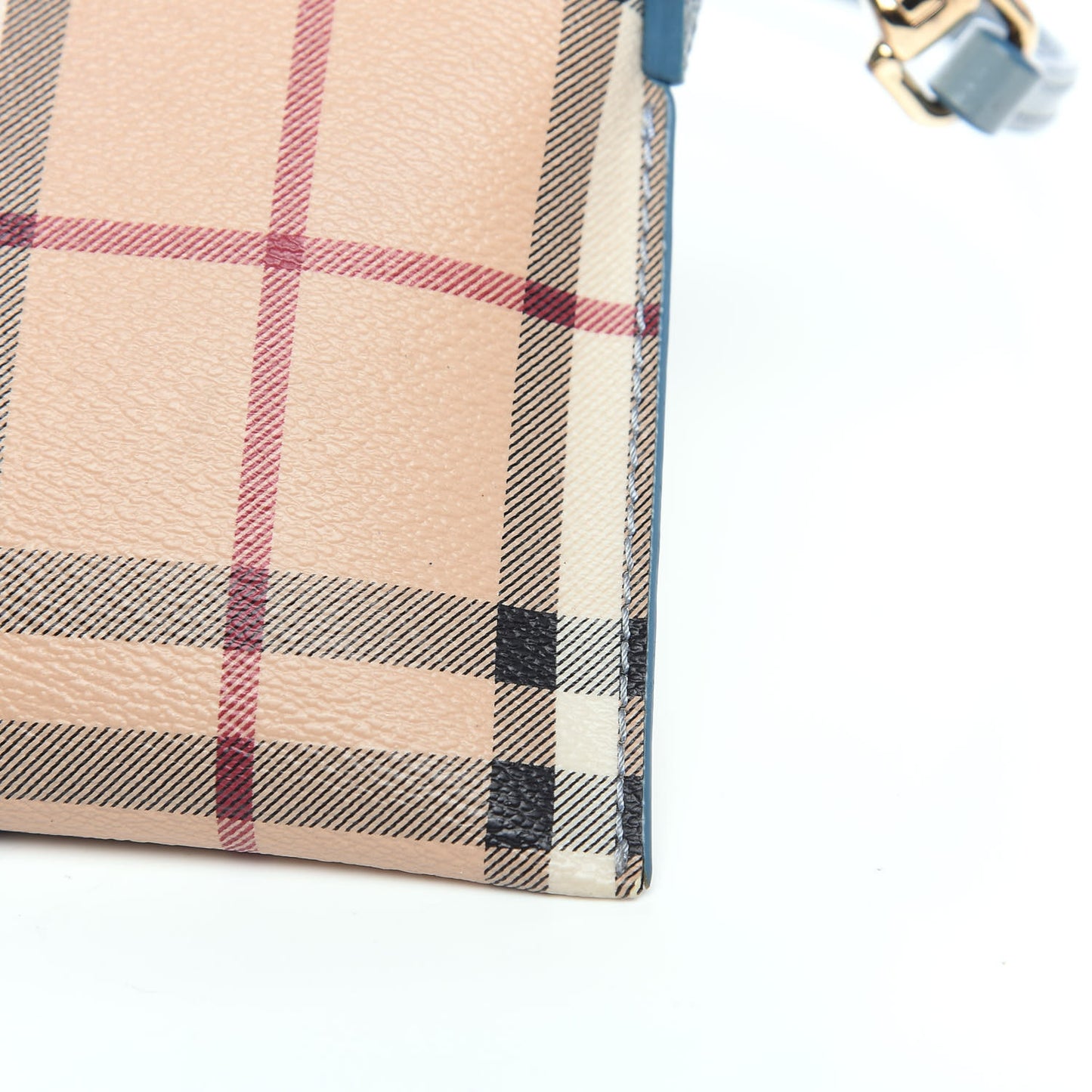 Haymarket Check Patent Small Peyton Crossbody Clutch Bag Celadon Blue
