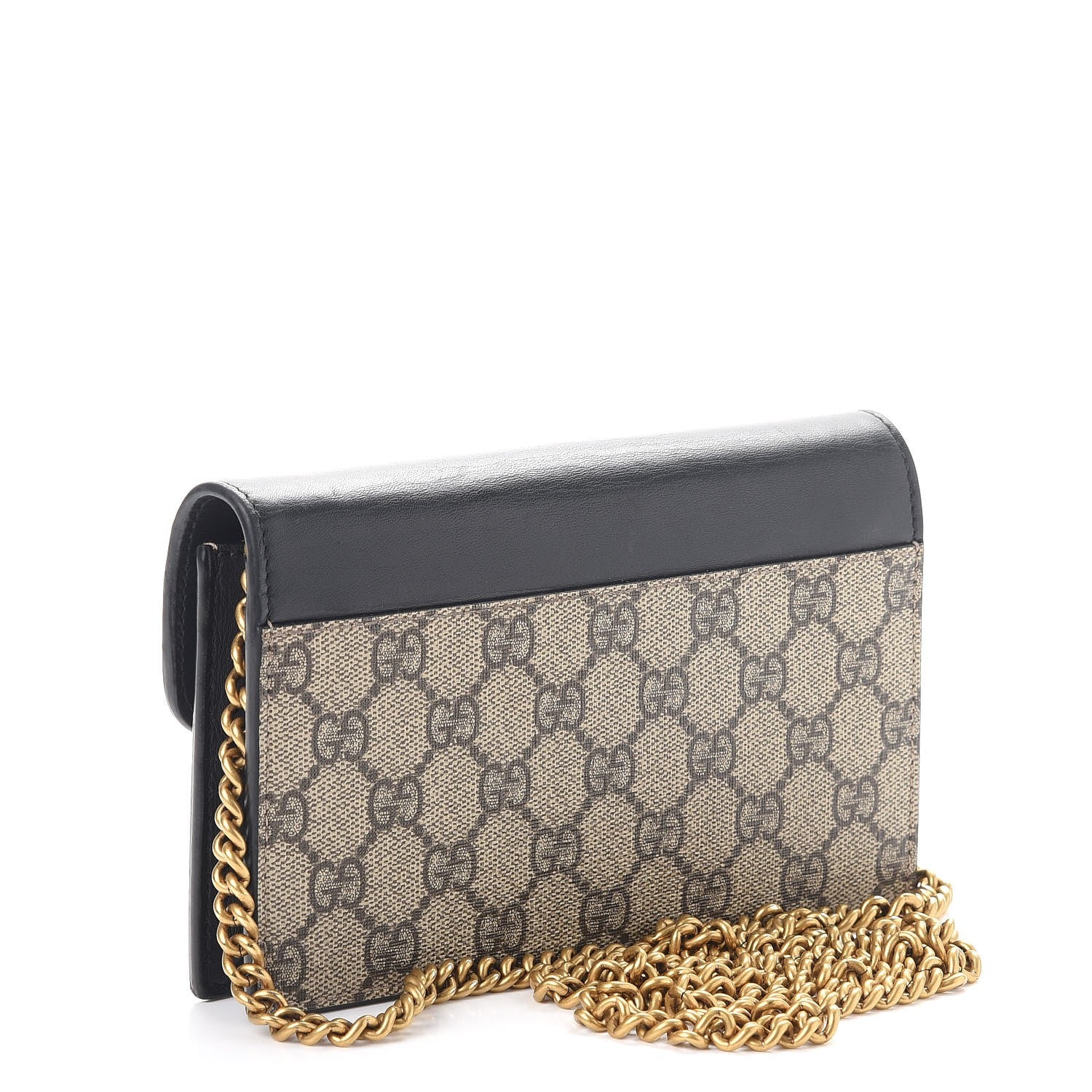 Gucci GG Supreme Monogram Mini Peony Pearly Wallet on Chain Black 4 of 10