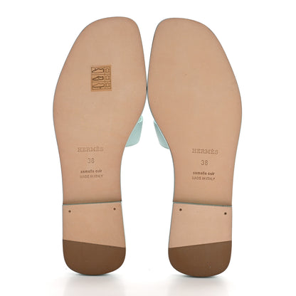 Hermes Epsom Oran Sandals 38 Vert Embrun 5 of 8