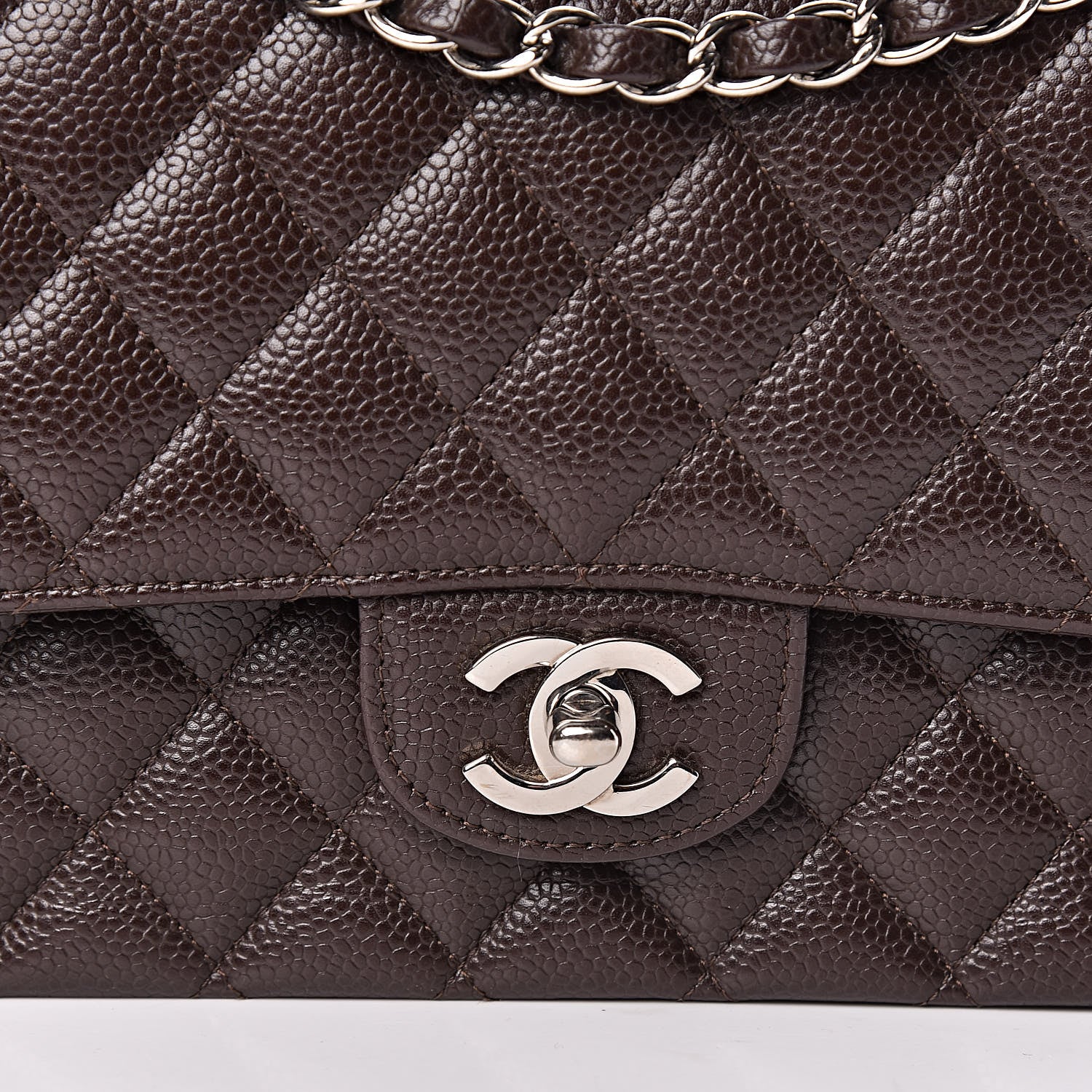 Chanel Caviar Quilted Medium Double Flap Brown 8 of 10