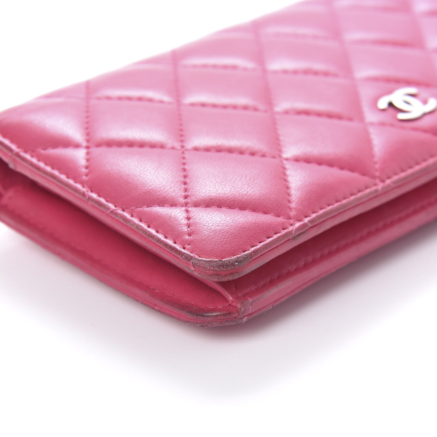 Chanel Lambskin Quilted Yen Wallet Fuchsia 6 of 13