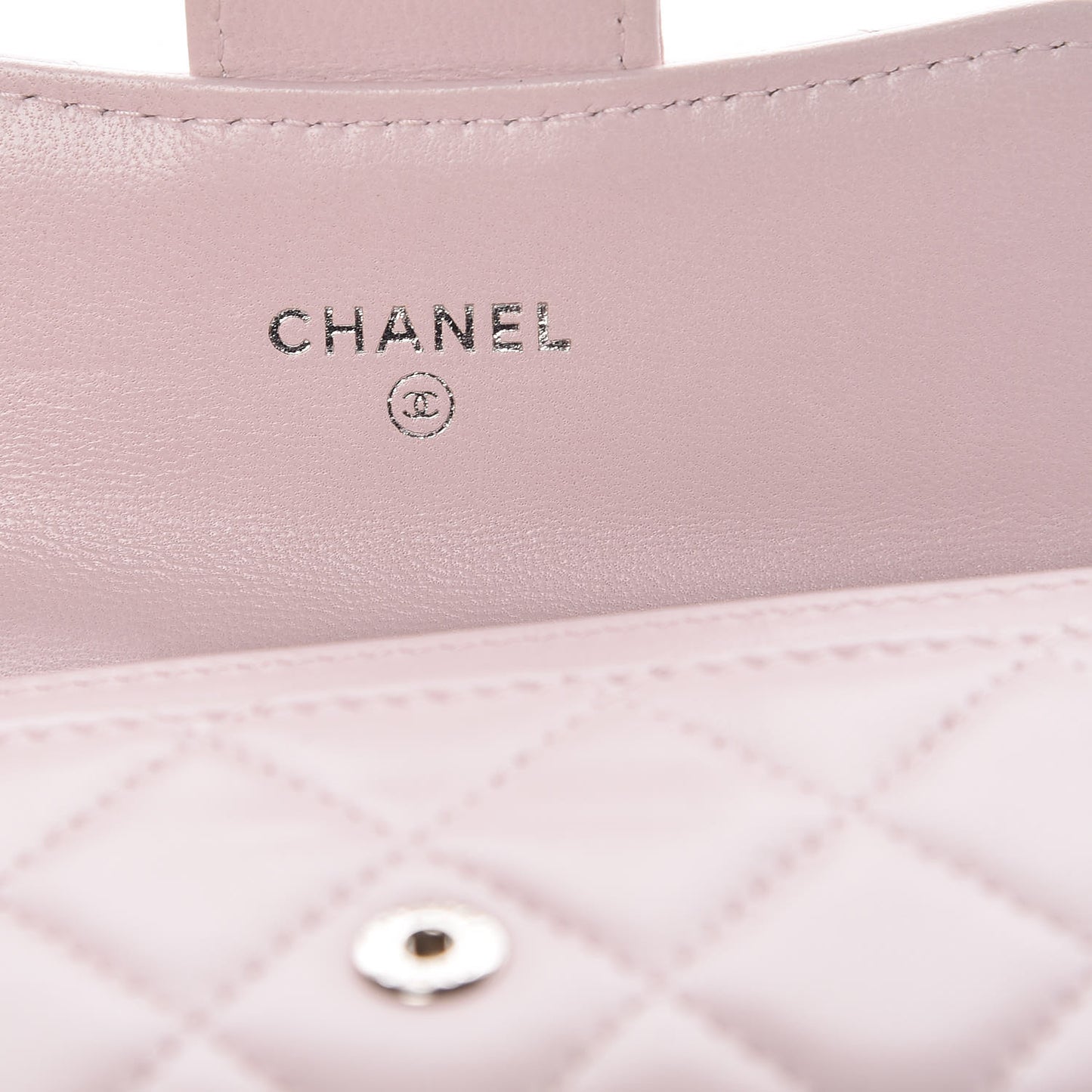 Lambskin Quilted Card Holder Light Pink