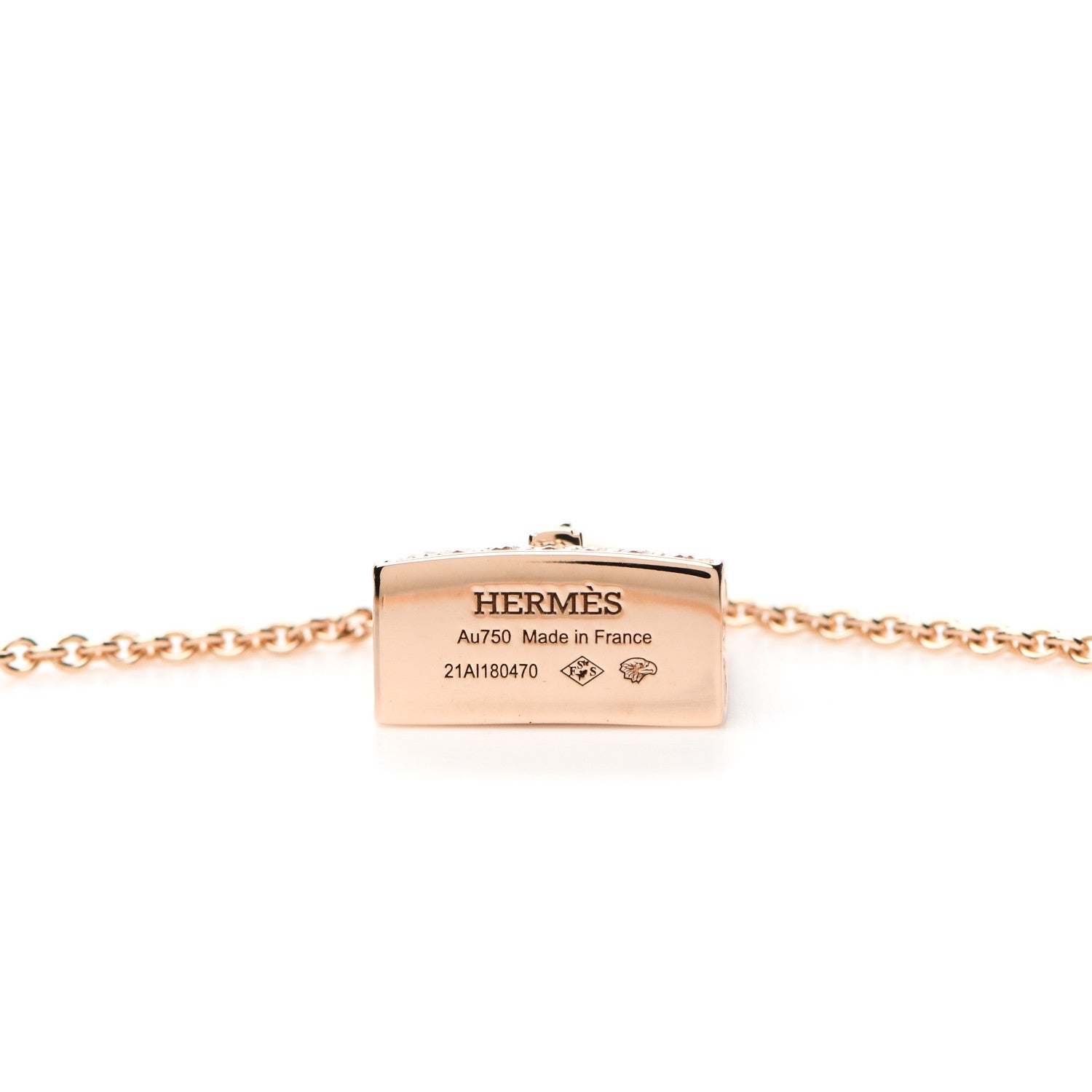 Hermes 18K Rose Gold Diamond Kelly Amulettes Pendant Necklace 4 of 5