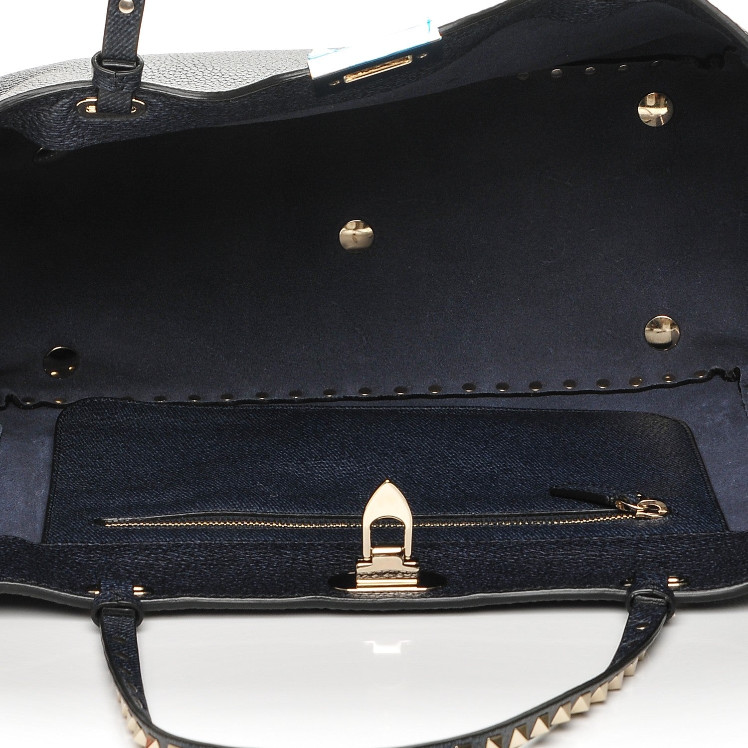 Valentino Garavani Pebbled Calfskin Medium Rockstud Tote Deep Denim 5 of 6