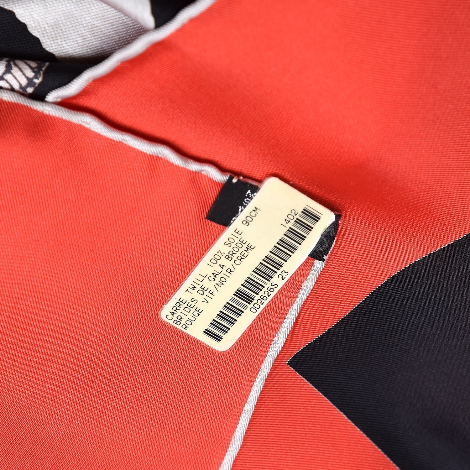 Hermes Silk Brides De Gala Brode Scarf 90 Rouge Vif Noir Creme 6 of 6