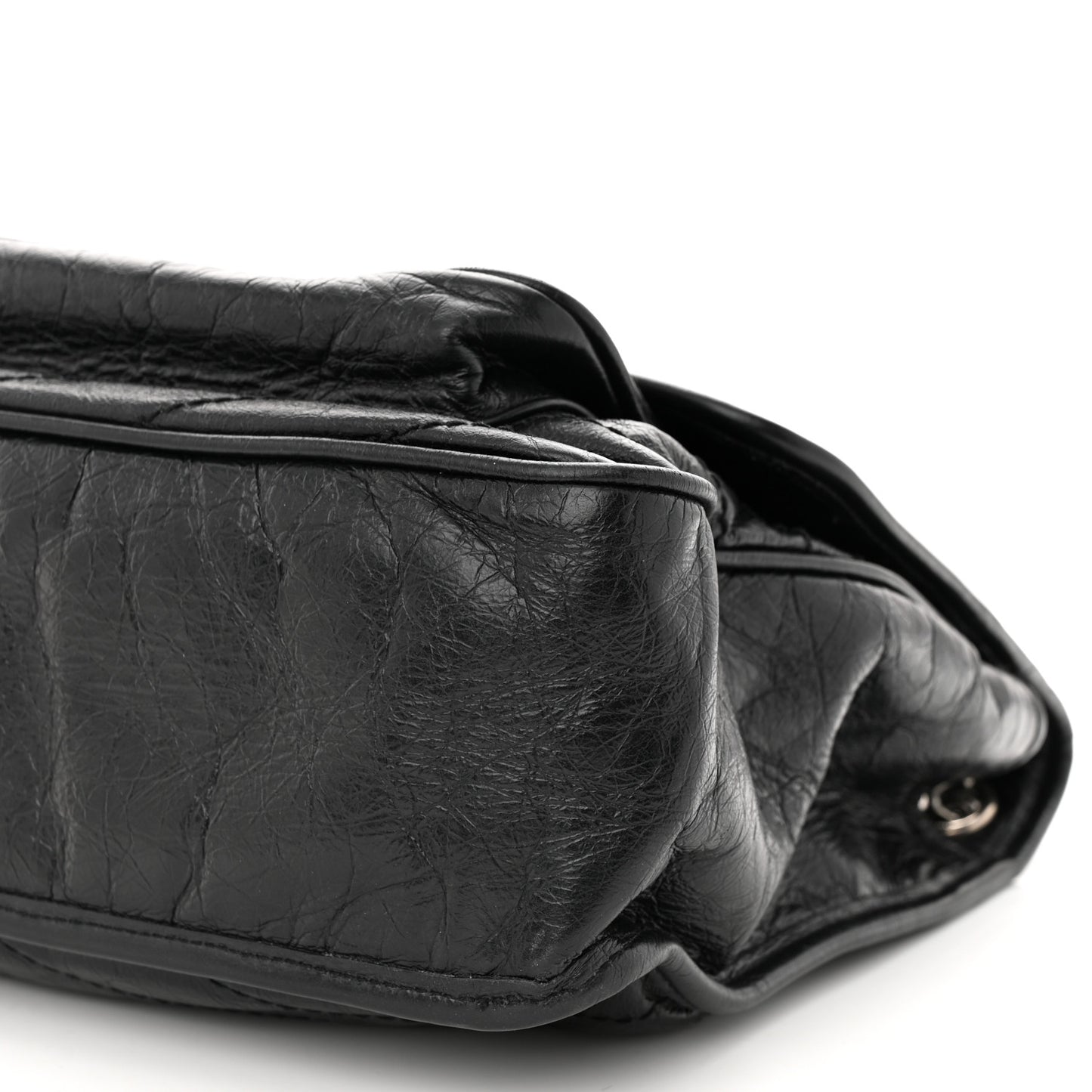 Crinkled Calfskin Matelasse Monogram Large Niki Chain Satchel Black