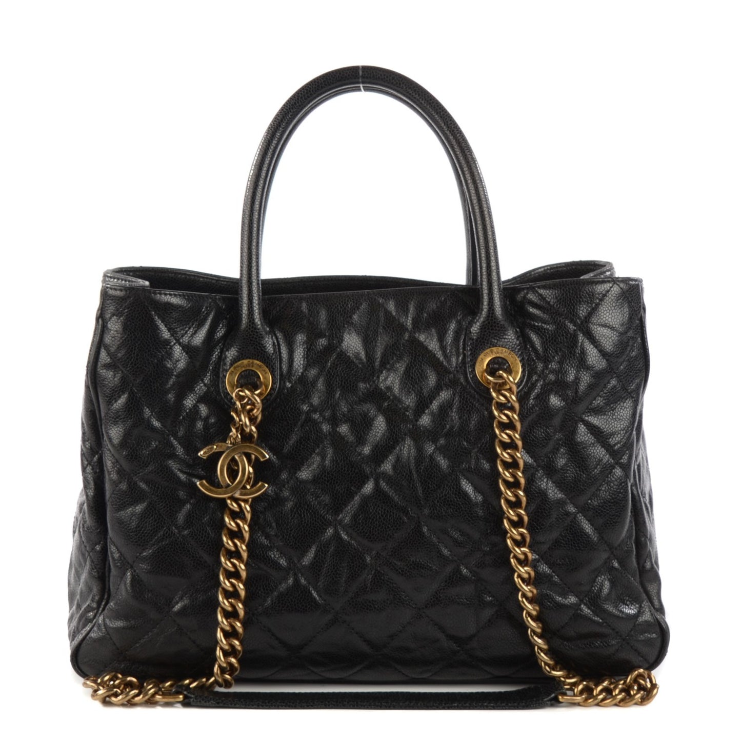 Glazed Caviar Quilted Small Shiva Tote Black