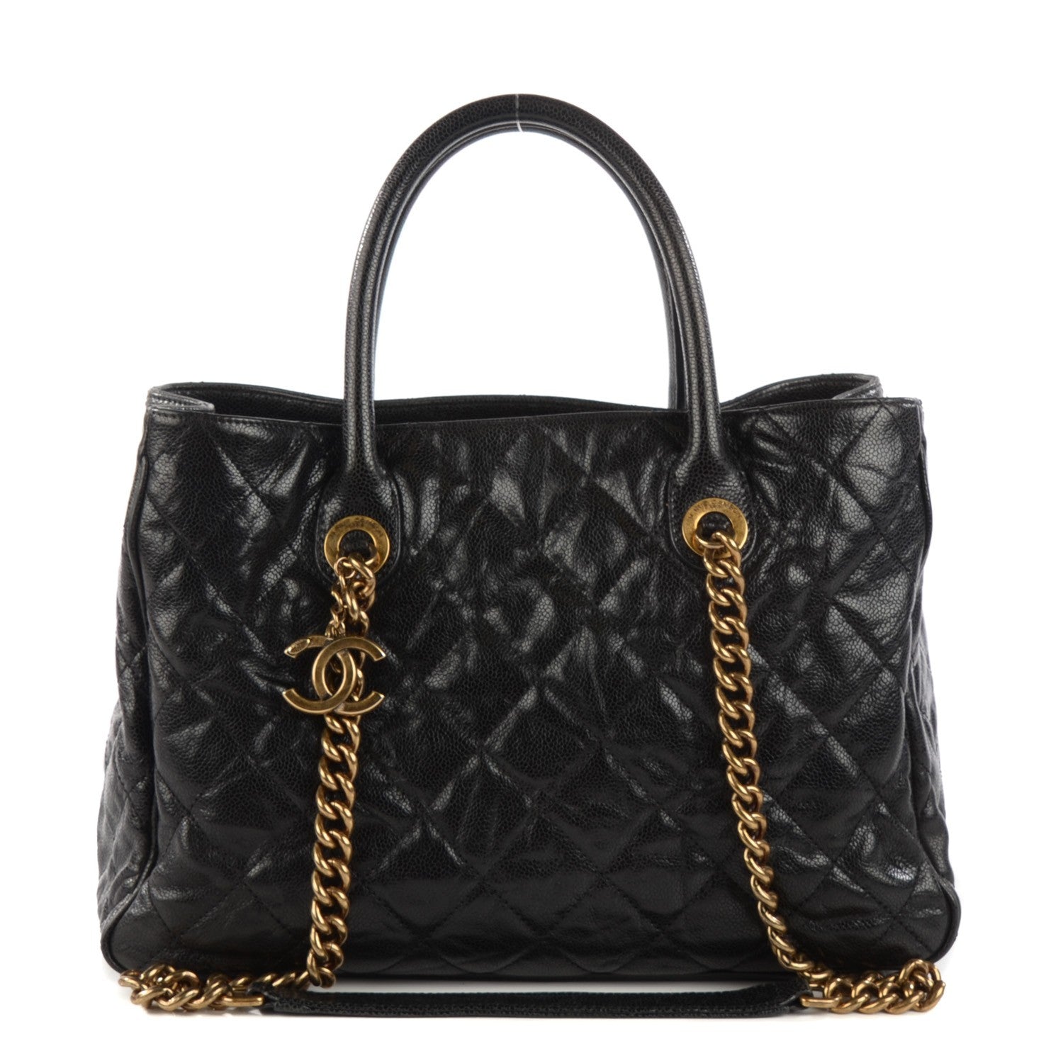 Chanel Glazed Caviar Quilted Small Shiva Tote Black 1 of 7