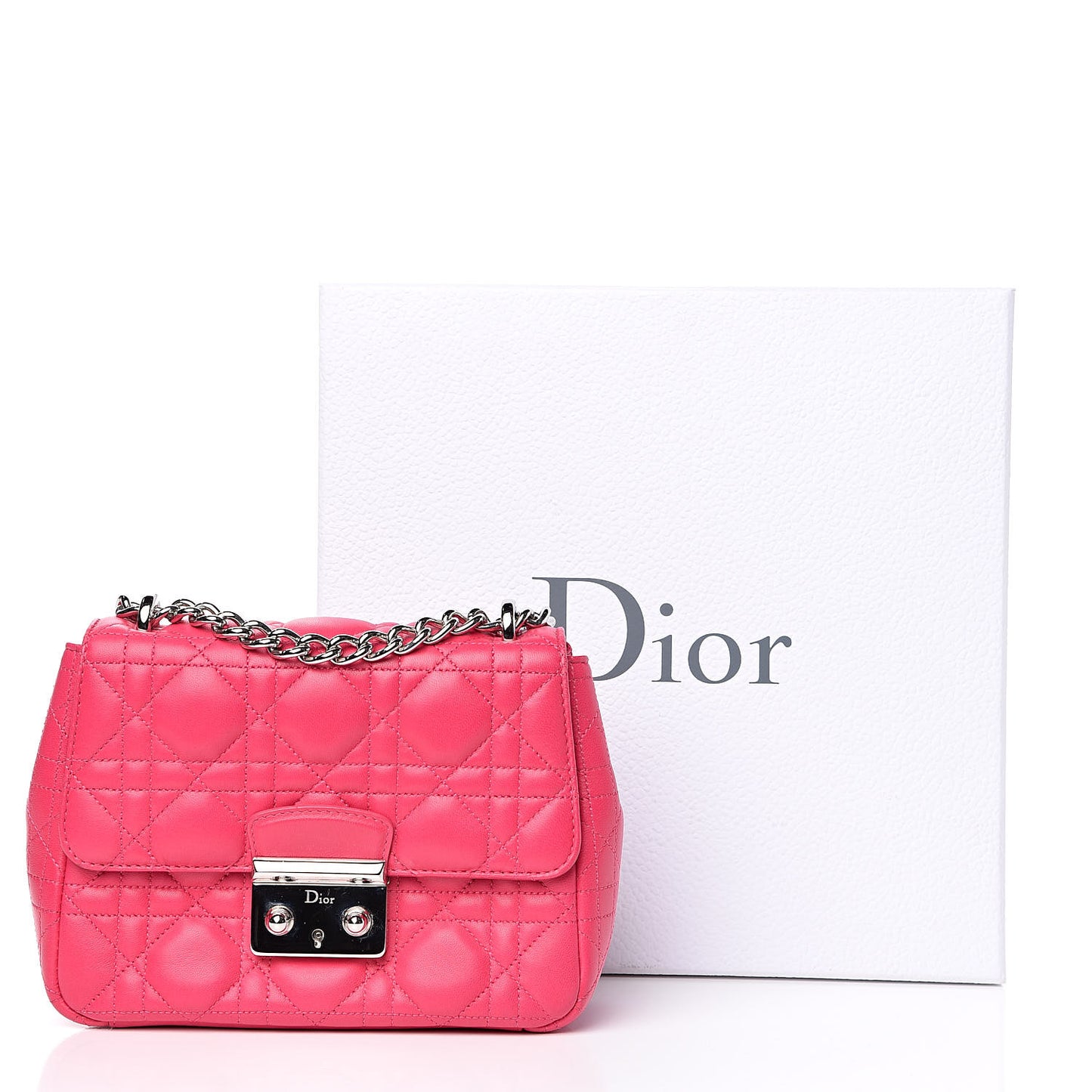 Lambskin Cannage Mini Miss Dior Flap Fuchsia