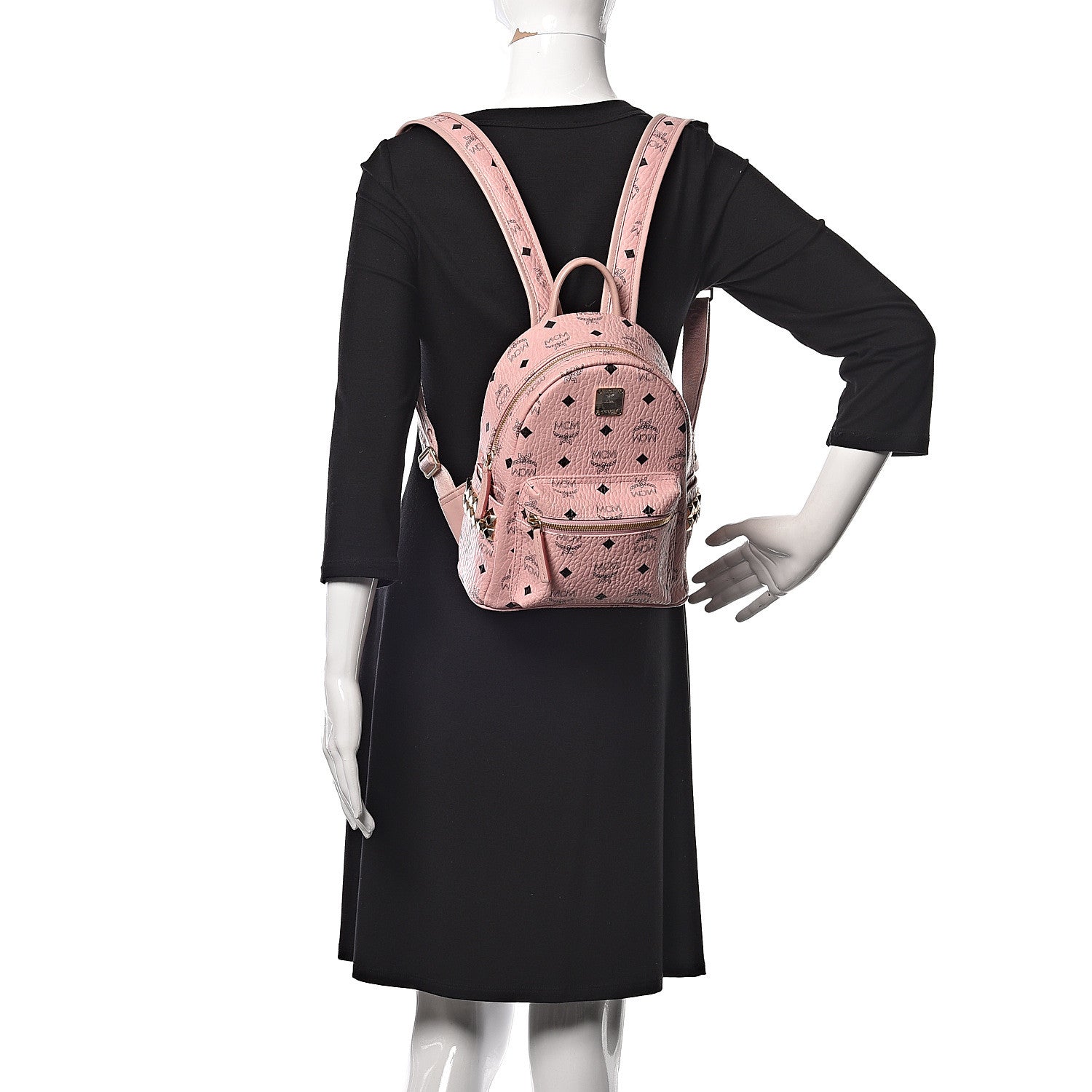 MCM Visetos Side Stud Mini Stark Backpack Pink 2 of 12