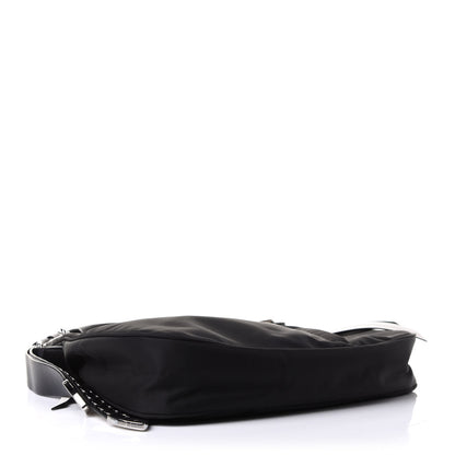 Prada Tessuto Nylon Studded New Vela Hobo Black White 4 of 11