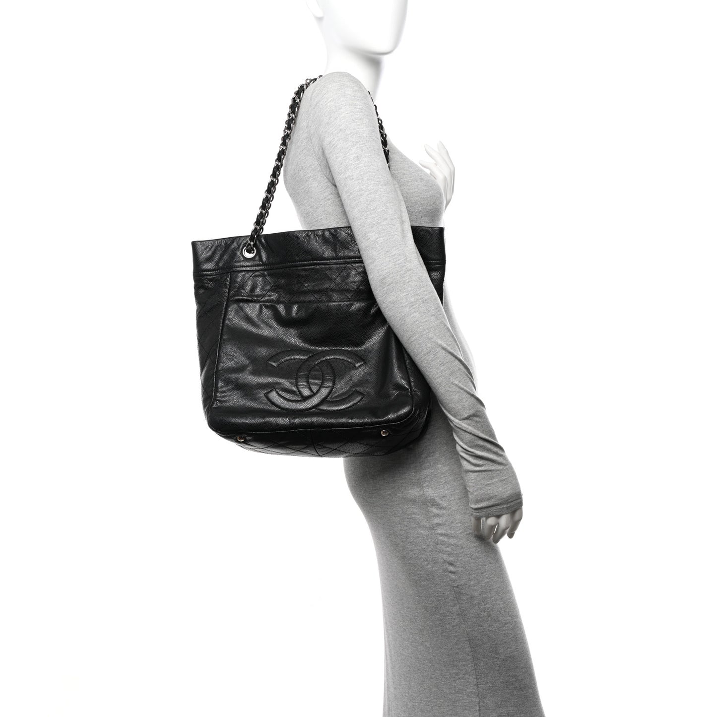 Caviar Stitched Timeless CC Soft Tote Black