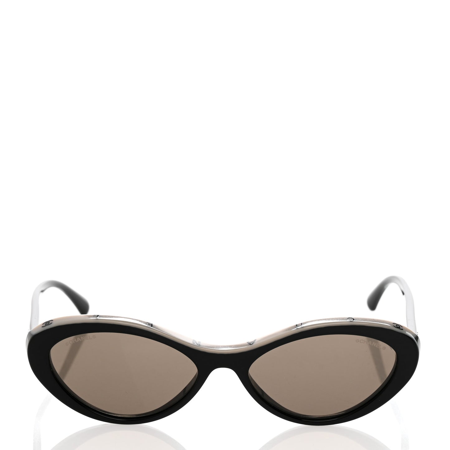 Acetate Oval Sunglasses 5416 Black Beige