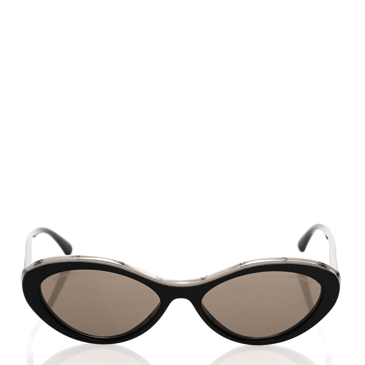 Chanel Acetate Oval Sunglasses 5416 Black Beige 2 of 7