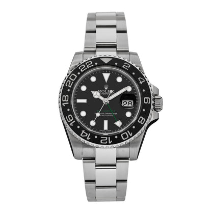 Rolex Stainless Steel 40mm Oyster Perpetual Date GMT Master II Watch Black 116710LN 1 of 5