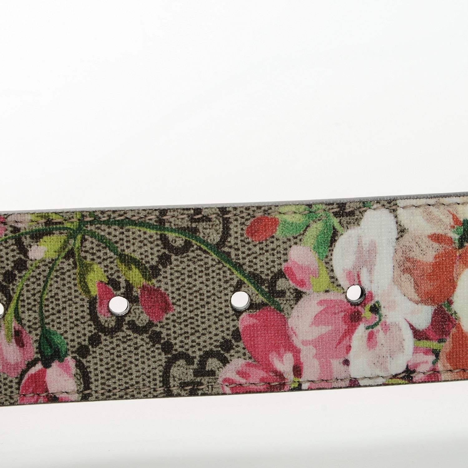 Gucci GG Plus Monogram Blooms Plaque Belt 80 32 Beige Multicolor Dry Rose 5 of 6