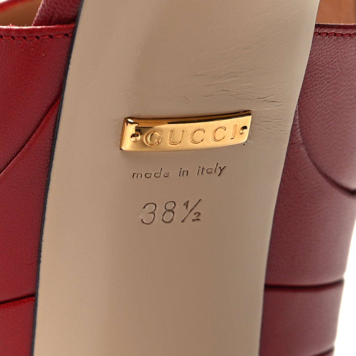 Gucci Malaga Kid Angel T-Strap Platform High Heel Pumps 38.5 Red 6 of 8