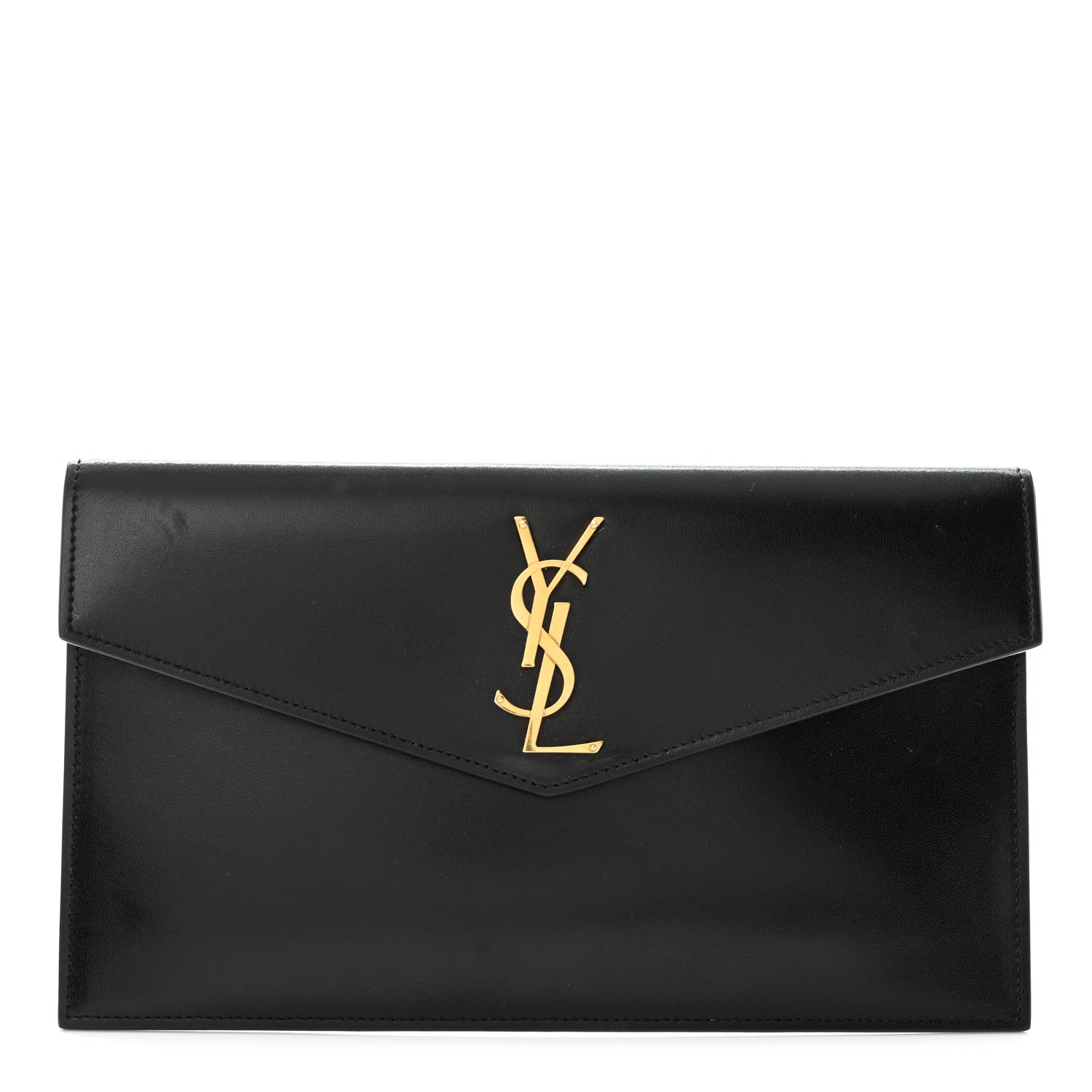 Saint Laurent Smooth Shiny Calfskin Monogram Uptown Pouch Black 1 of 7
