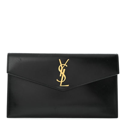 Saint Laurent Smooth Shiny Calfskin Monogram Uptown Pouch Black 1 of 7